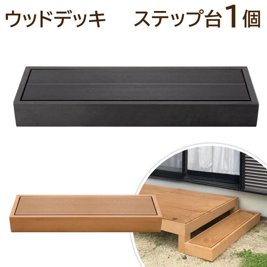 週末値下げ！樹脂製ウッドデッキ ステップ台付き人工木ウッドデッキ！未使用 ウッドデッキ 人工木 ステップ台×1個 錆びない 腐らない 木樹脂製