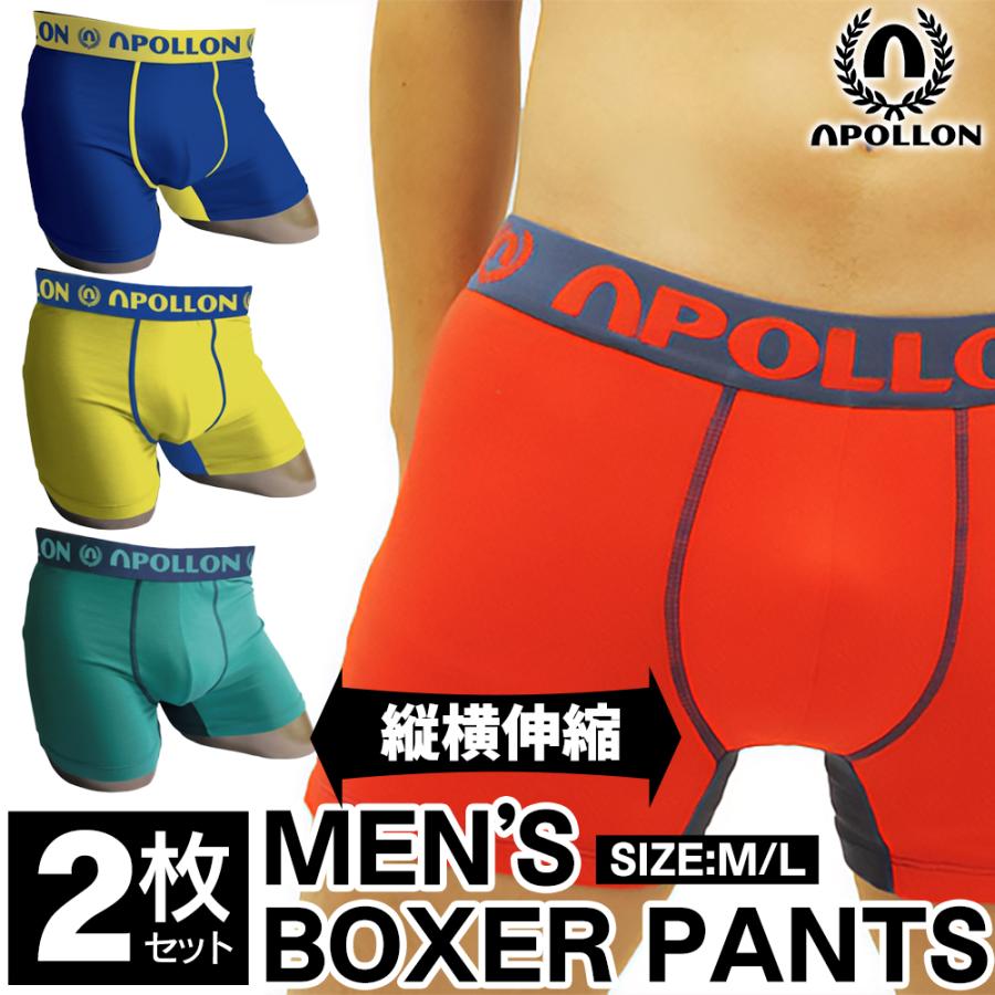 ボクサーパンツ メンズ 前開き 2枚組 セット 男性下着 パンツ APOLLON