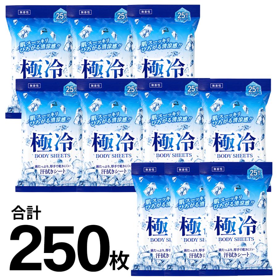 10個セット】ボディシート ひんやり 汗拭きシート 厚手 大量250枚 保湿
