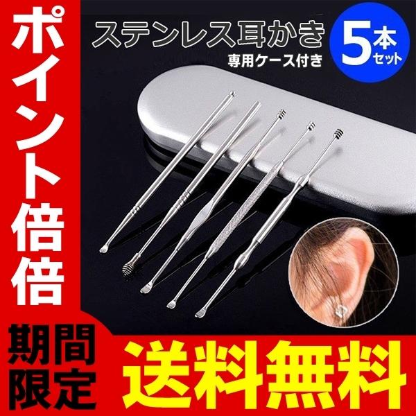 2021年春の 5種類 ステンレス 耳かき ヘラ スクリュー スプーン 5個 ケース付き ☆6種類☆ ステンレス 耳かき ヘラ スクリュー スプーン 5個 ケース付き..