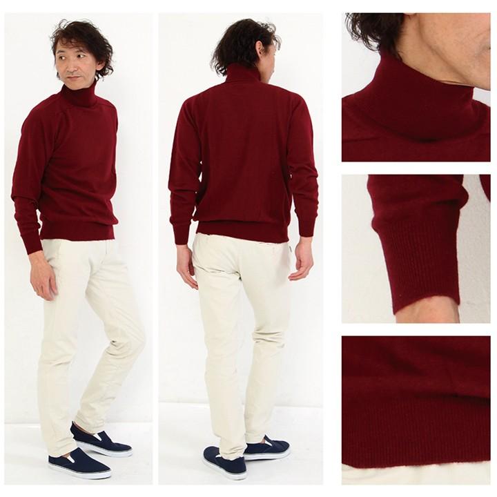 【カシミア100%】ミズノ　MIZUNO タートルネックセーター　レッド　3L 送料無料】【カシミヤ100％試験鑑定証明済】メンズ タートルネック