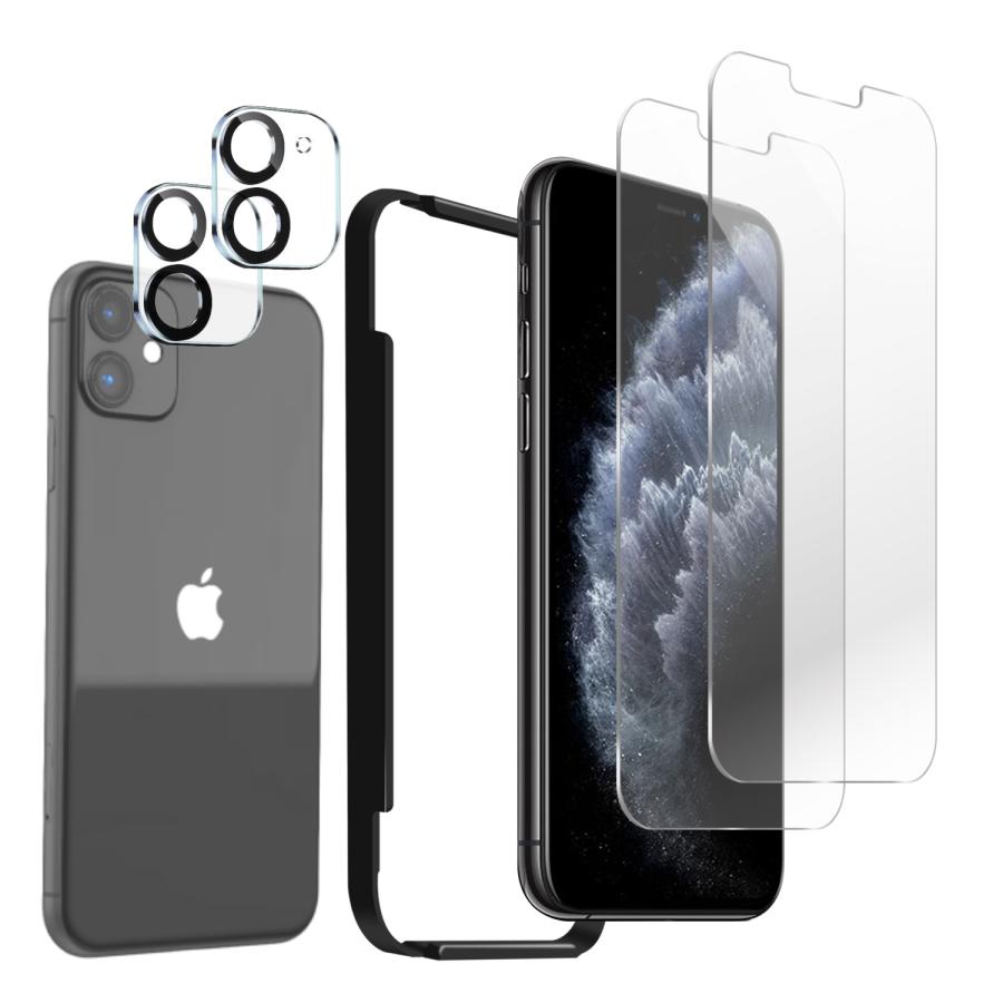 iPhone11 保護フィルム ガラスフィルム 2枚 カメラカバー 2枚 レンズカバー カメラ保護 アイフォン アイホン 組み合わせセット 4枚セット | iPhone 11