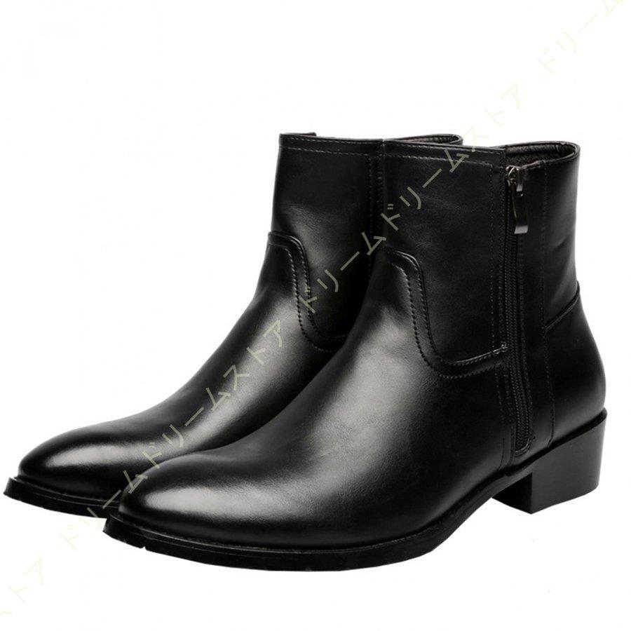 ビジネスブーツ 本革 紳士靴 メンズ ブーツ ショートブーツ サイドジッパー ハイカット ブーツ 大きいサイズ カジュアル イングランド風 黒 歩きやすい 通気性｜i-store-y｜06