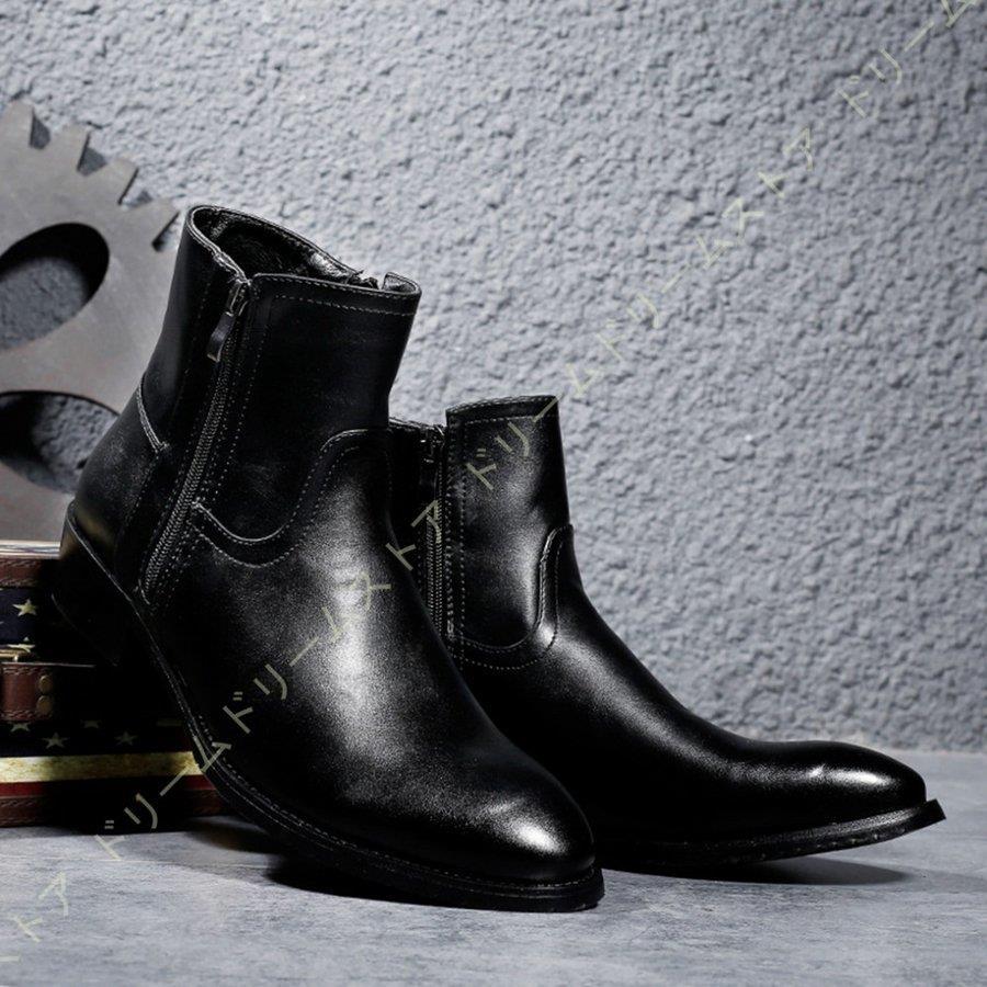 ビジネスブーツ 本革 紳士靴 メンズ ブーツ ショートブーツ サイドジッパー ハイカット ブーツ 大きいサイズ カジュアル イングランド風 黒 歩きやすい 通気性｜i-store-y｜02