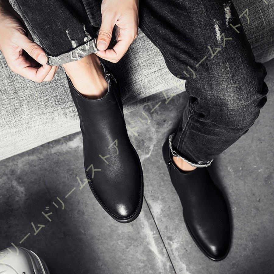 ブーツ メンズ ショートブーツ 革靴 ハイカット ワークブーツ チャッカブーツ 履きやすい 滑りにくい エンジニアブーツ ジッパー ドレープブーツ 幅広 甲高｜i-store-y｜10