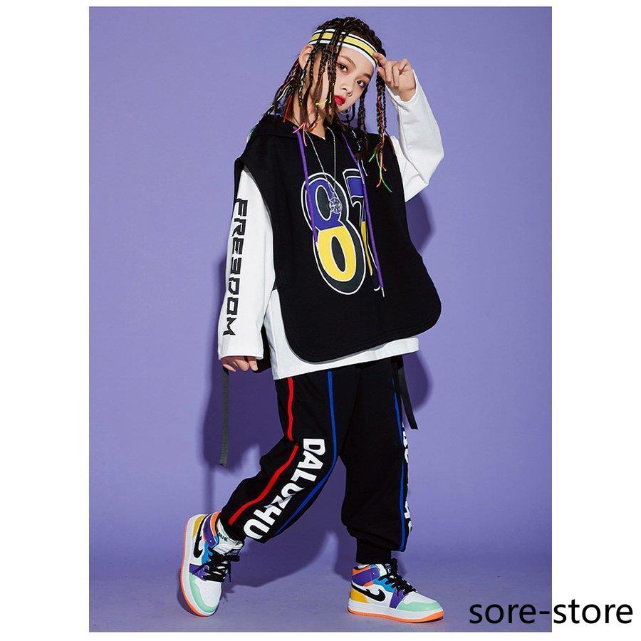 キッズ ダンス 衣装  ヒップホップ キッズダンス衣装 ｔシャツ ベスト ダンスウェア 韓国 子供服  ストリート カジュアル 演出 個性的 男の子 女の子 おしゃれ｜i-store-y｜08