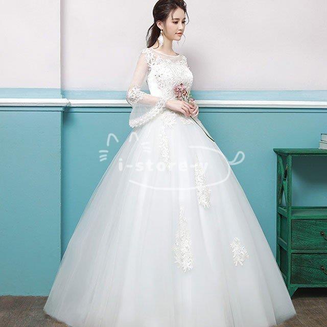 フレア袖 ホワイトドレス 花嫁 ウェディングドレス ハイネック 妊娠 結婚式 ドレス 長袖 Aラインドレス ブライダルドレス 披露宴 大きいサイズ Ls Hs あいストアヤフーショッピング店 通販 Yahoo ショッピング