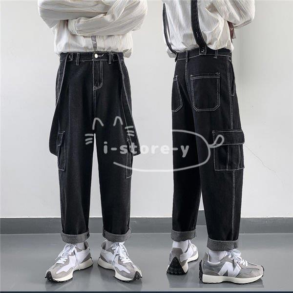 70 以上節約 サロペット メンズ デニムパンツ オーバーオール ジーパン サロペットデニムパンツ 黒デニムパンツ ストリート ダンス 太め ゆったり 春夏秋 代30代40代50代