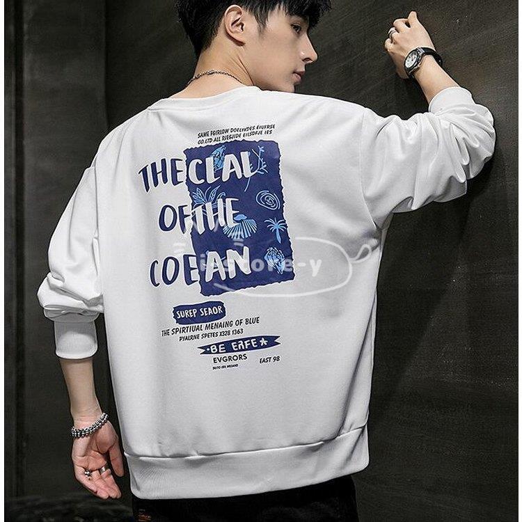 トレーナー プルオーバー メンズ メンズ春物 おしゃれ 長袖 トップス スウェット プリント カジュアル 黒 白 ブルー 父の日 ふるさと納税