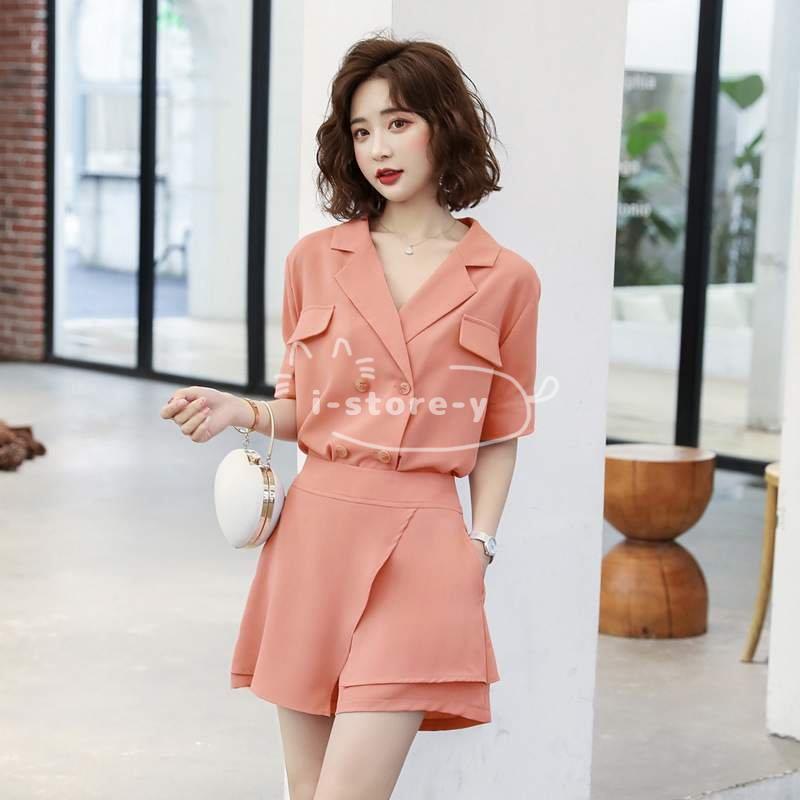 New限定品 ゆったり 無地 ジャケット パンツ 2点セット レディース ジャケット 半袖 サマースーツ パンツスーツ 代30代40代50代 事務服 Ol通勤 デート上下セット 食事会 セットアップ カラー グリーン Pathwaysfl Org