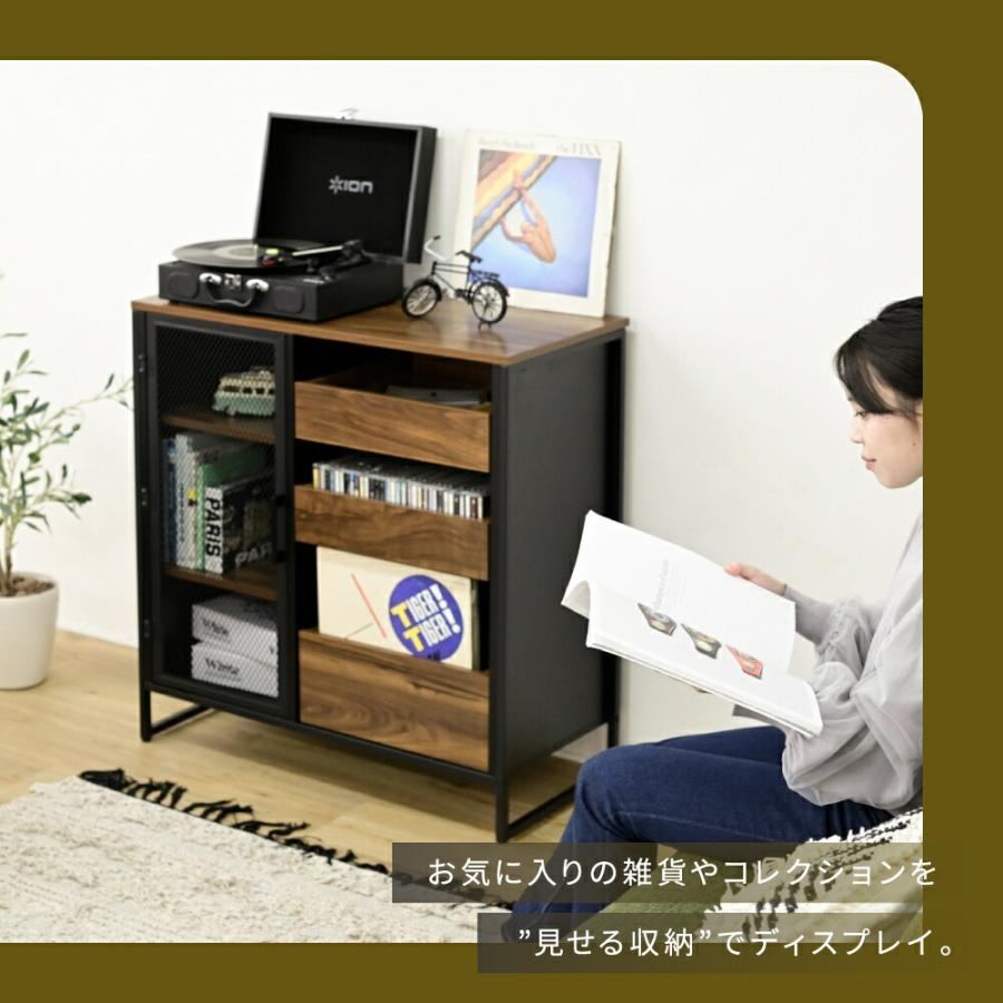 扉付キャビネット ボード ハイタイプ サイドボード幅80 収納チェスト