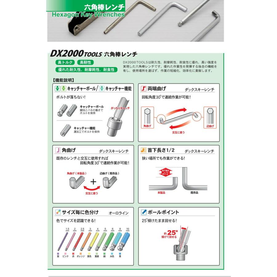 在庫僅少 ASAHI DZS0910 Daxkey ショート ダックスキー 六角棒レンチ 両端曲げ 六角レンチ 9本組 ASH アサヒ 旭金属工業｜i-tools｜07