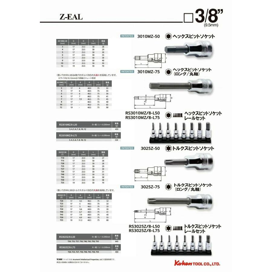 在庫僅少 Ko-ken 3286Z Z-EAL 3/8 (9.5mm)差込 ソケットレンチセット 21ヶ組 ギヤ歯数72 コーケン Koken / 山下工研｜i-tools｜05