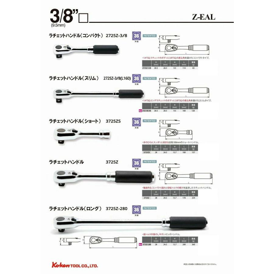 在庫僅少 Ko-ken 3286Z Z-EAL 3/8 (9.5mm)差込 ソケットレンチセット 21ヶ組 ギヤ歯数72 コーケン Koken / 山下工研｜i-tools｜06