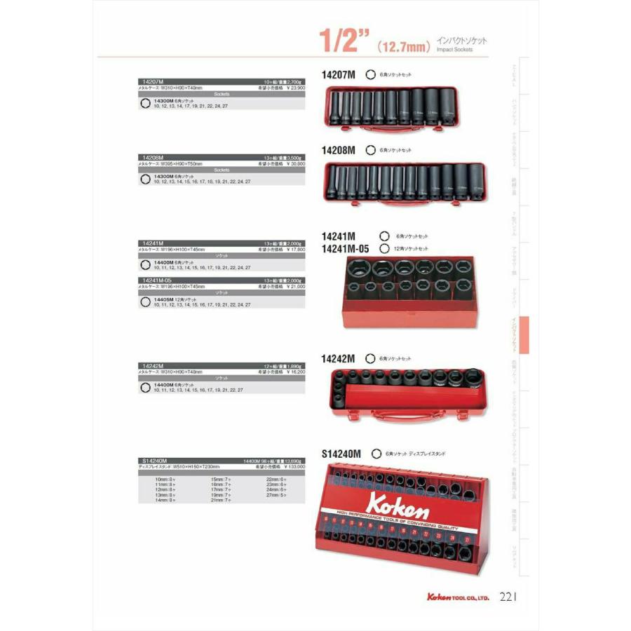 Ko-ken 14241M 1/2"sq. インパクトソケットセット コーケン Koken / 山下工研｜i-tools｜04