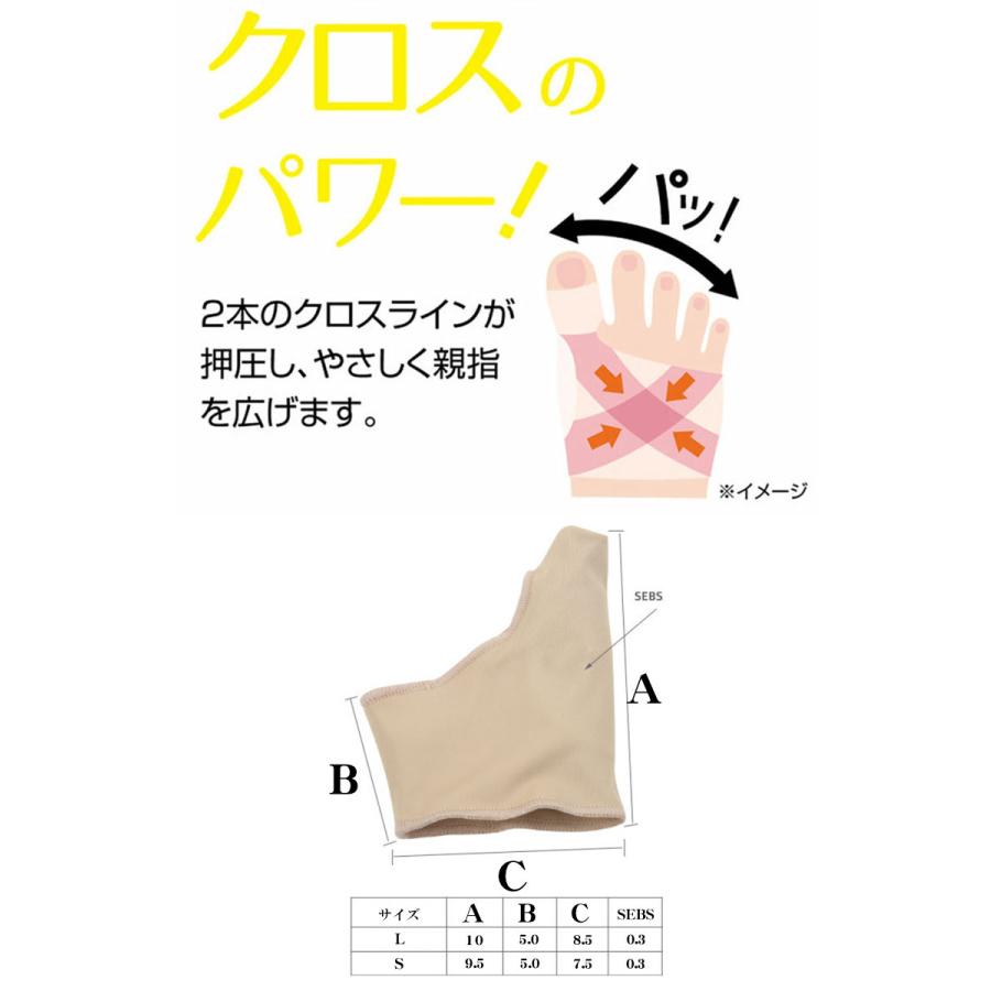 外反母趾 クロス サポーター 外反母趾 サポーター 足指 親指 補正 薄型 あしゆび開き ジェルパット 肌色 左右セット 男女兼用 グッズ デュエットハウス｜i-uniko｜04