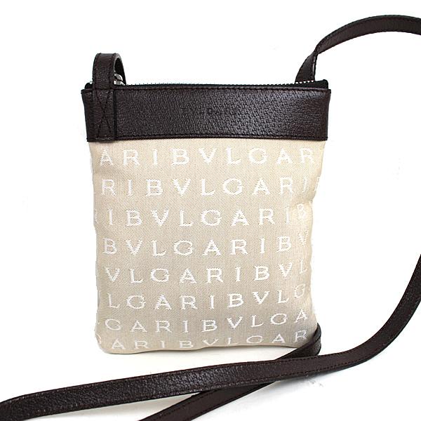 BVLGARI ブルガリ レザー ショルダーバッグ ロゴマニア ブラウン BVLGARI - BVLGARI ブルガリ ショルダーバッグ ロゴマニア - ブラウン