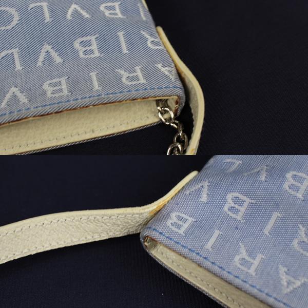 BVLGARI ブルガリ ショルダーバッグ ポシェット ロゴマニア 水色 斜め  