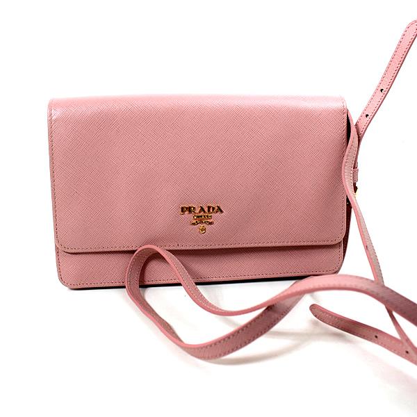 プラダ 長財布 チェーンウォレット ショルダーバッグ 1M1361 ピンク 美  