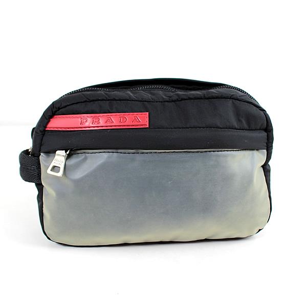 プラダ ポーチ プラダスポーツ ブラック×グレー 灰色 MV554 PRADA 化粧 