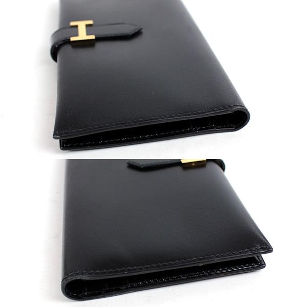 HERMES エルメス 長財布 ベアンクラシック ブラック×ゴールド 黒 