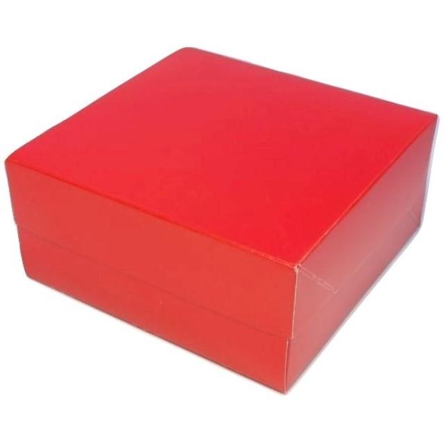 赤いプラスチック製正方形 A60630 ロックBOX 65 レッド185（5寸用）（200枚）185×185×65mm