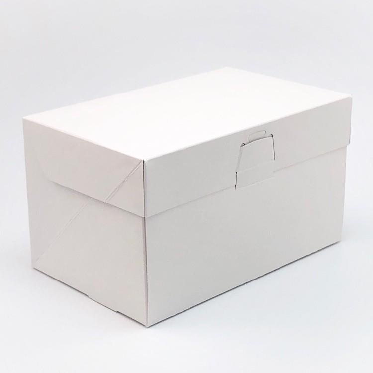 A50230 ロックBOX 105 プレス（光沢白）４×６（300枚）120×180×105mm ケーキ箱 ロックボックス パッケージ中澤の画像