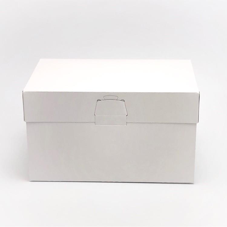 A50230 ロックBOX 105 プレス（光沢白）４×６（300枚）120×180×105mm ケーキ箱 ロックボックス パッケージ中澤の画像