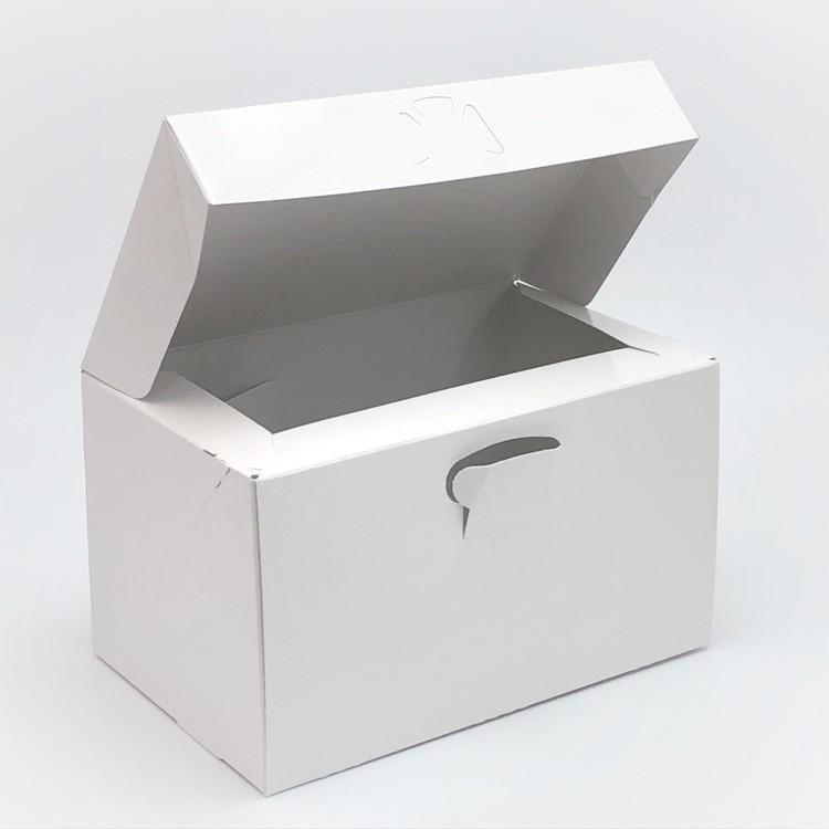 A50230 ロックBOX 105 プレス（光沢白）４×６（300枚）120×180×105mm ケーキ箱 ロックボックス パッケージ中澤の画像