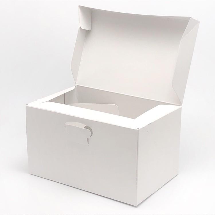 A50230 ロックBOX 105 プレス（光沢白）４×６（300枚）120×180×105mm ケーキ箱 ロックボックス パッケージ中澤の画像