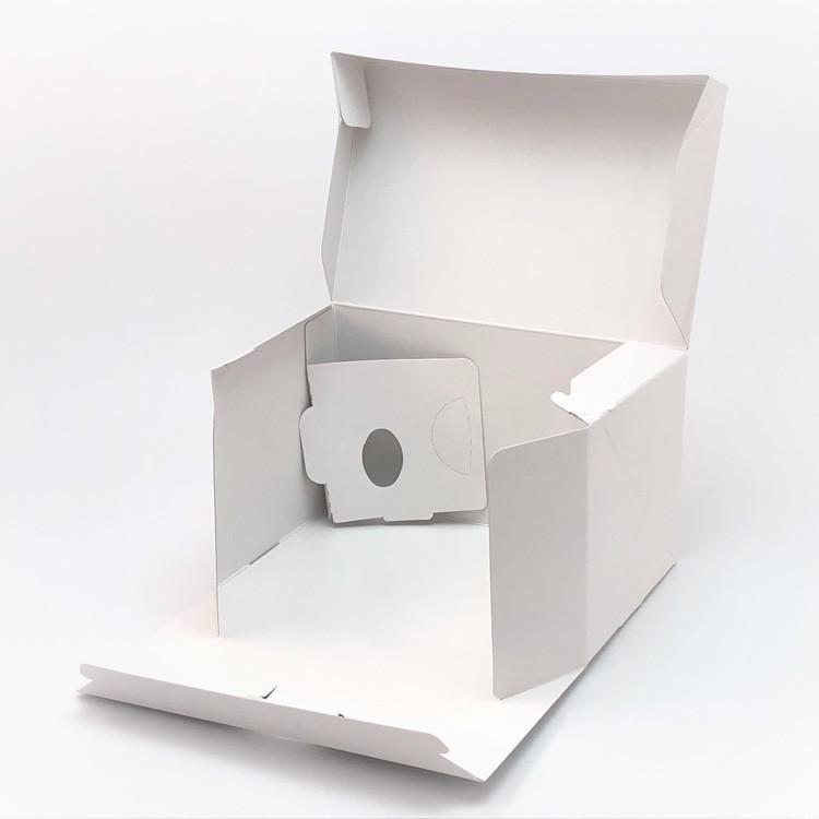 A50230 ロックBOX 105 プレス（光沢白）４×６（300枚）120×180×105mm ケーキ箱 ロックボックス パッケージ中澤の画像