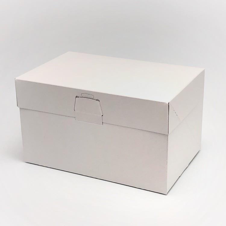 A50230 ロックBOX 105 プレス（光沢白）４×６（300枚）120×180×105mm ケーキ箱 ロックボックス パッケージ中澤の画像