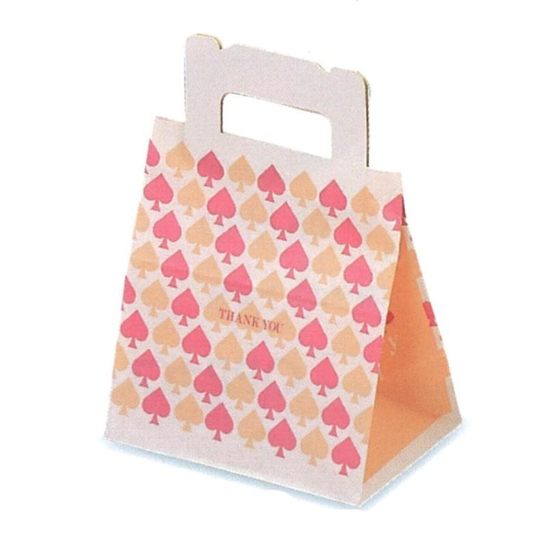 A90110 ショート袋 スペード(小)（800枚）底板紙付 ケーキ袋 87×148×150mm ケーキ和菓子用 手提げ袋 パッケージ中澤