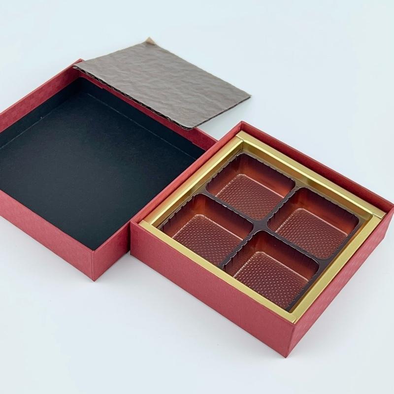F32140 貼箱ドリーム 赤 4ケ用（30枚）チョコレート箱 77×77×20mm