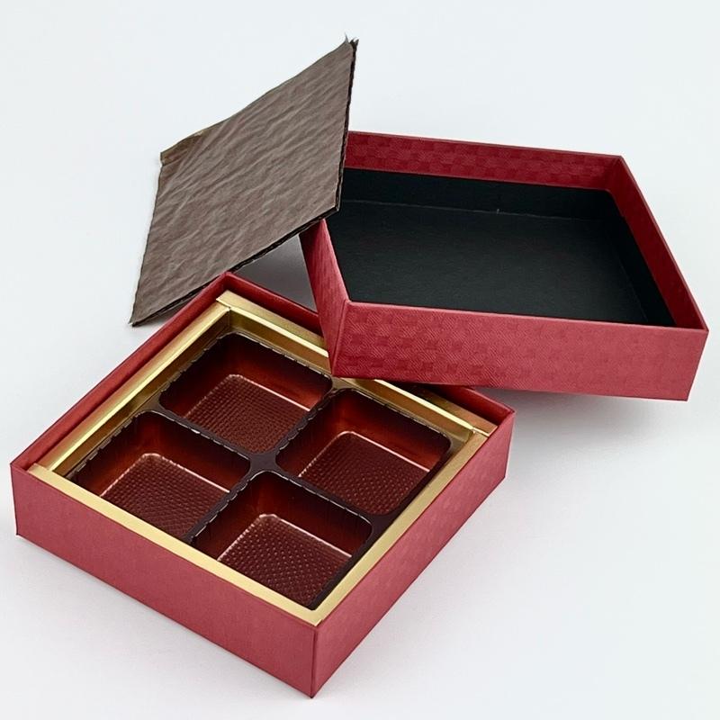 F32140 貼箱ドリーム 赤 4ケ用（30枚）チョコレート箱 77×77×20mm