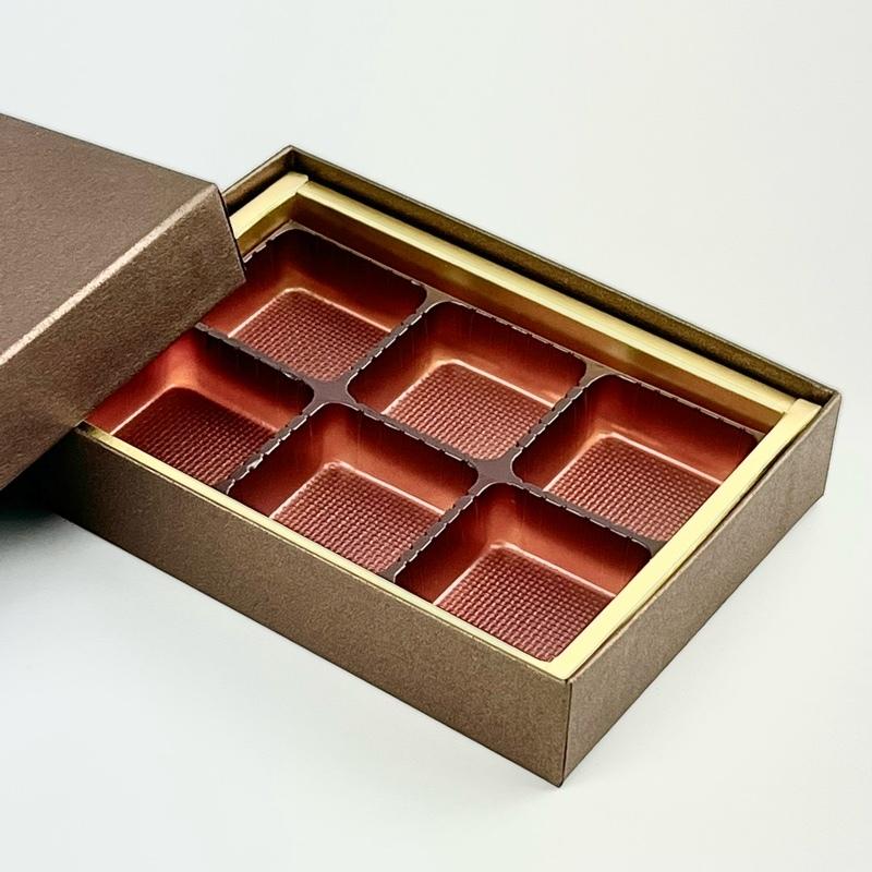 F32340 貼箱ドリーム 茶 4ケ用（30枚）チョコレート箱 77×77×20mm