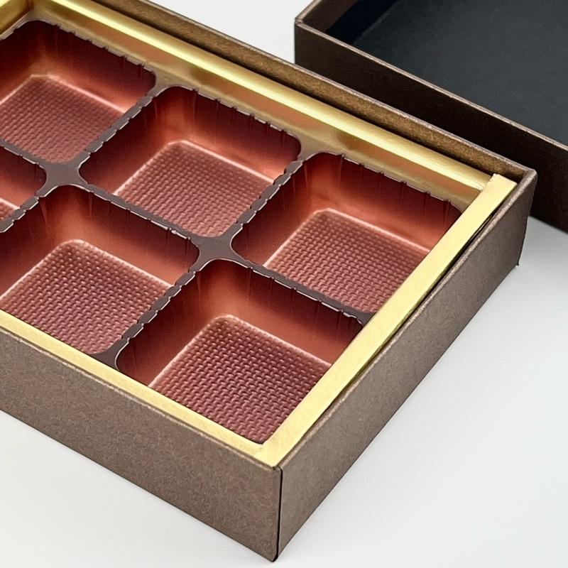 F32340 貼箱ドリーム 茶 4ケ用（30枚）チョコレート箱 77×77×20mm