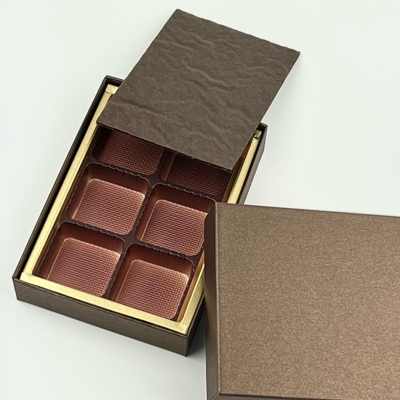 F32340 貼箱ドリーム 茶 4ケ用（30枚）チョコレート箱 77×77×20mm