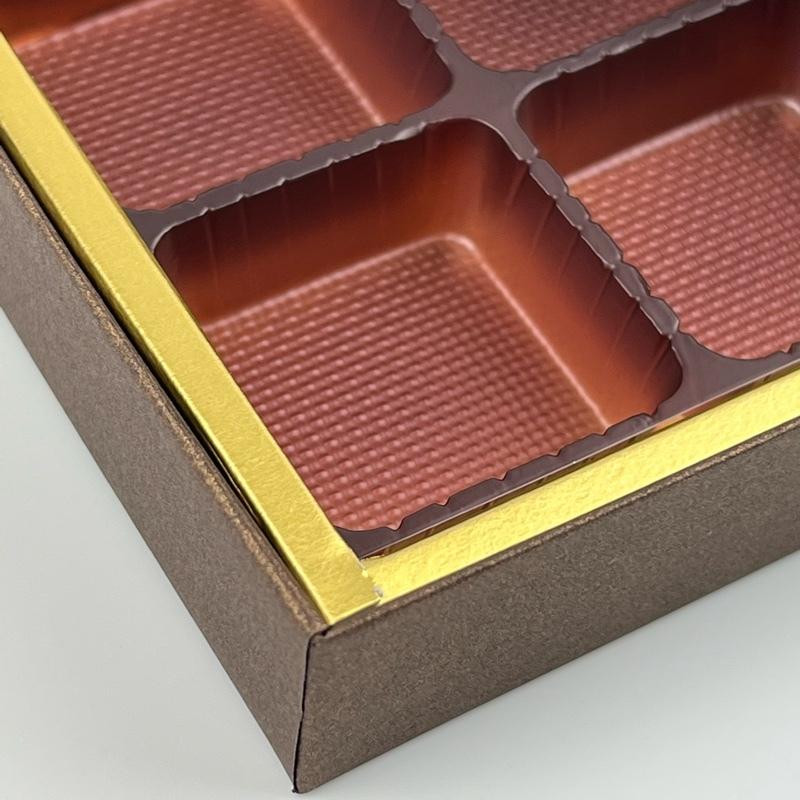 F32340 貼箱ドリーム 茶 4ケ用（30枚）チョコレート箱 77×77×20mm