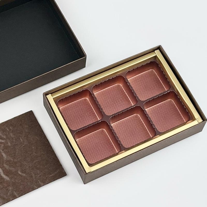 F32360 貼箱ドリーム 茶 6ケ用（30枚）チョコレート箱 77×115×20mm