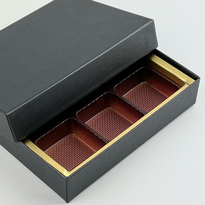 F32440 貼箱ドリーム 黒 4ケ用（30枚）チョコレート箱 77×77×20mm