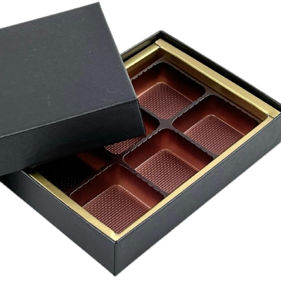 F32460 貼箱ドリーム 黒 6ケ用（30枚）チョコレート箱 77×115×20mm