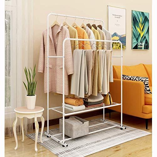 本物保証 ハンガーラック ダブル パイプハンガー キャスター付き 洋服ラック 2段 メッシュ棚 スチール ラック 丈夫 クローゼット 服 収納 ラック 洋服掛け 部屋干し スタ ハンガーラック Www Fattoriabacio Com