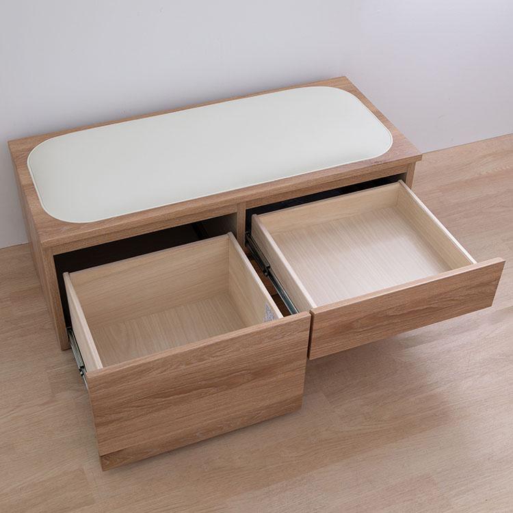 収納付き クッションベンチ 90cm幅 MY チェストベンチ 奥行 40cm 桐 リビング収納 子供部屋 おしゃれ おもちゃ収納 リビング 玄関 北欧 ベンチ 衣類収納の画像