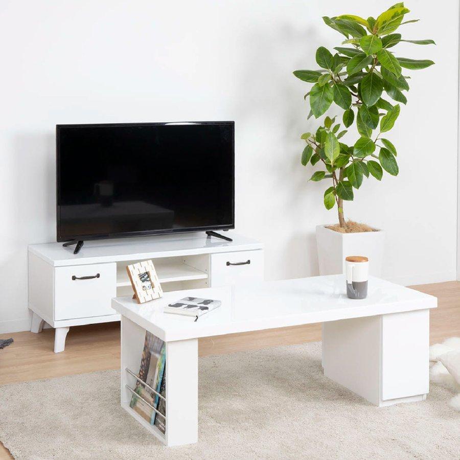 【新品・未使用】　　センターテーブル 両面 引き出し付き　110cm 両面引き出し付き 楕円形センターテーブル (幅110cm WW) | ニトリ