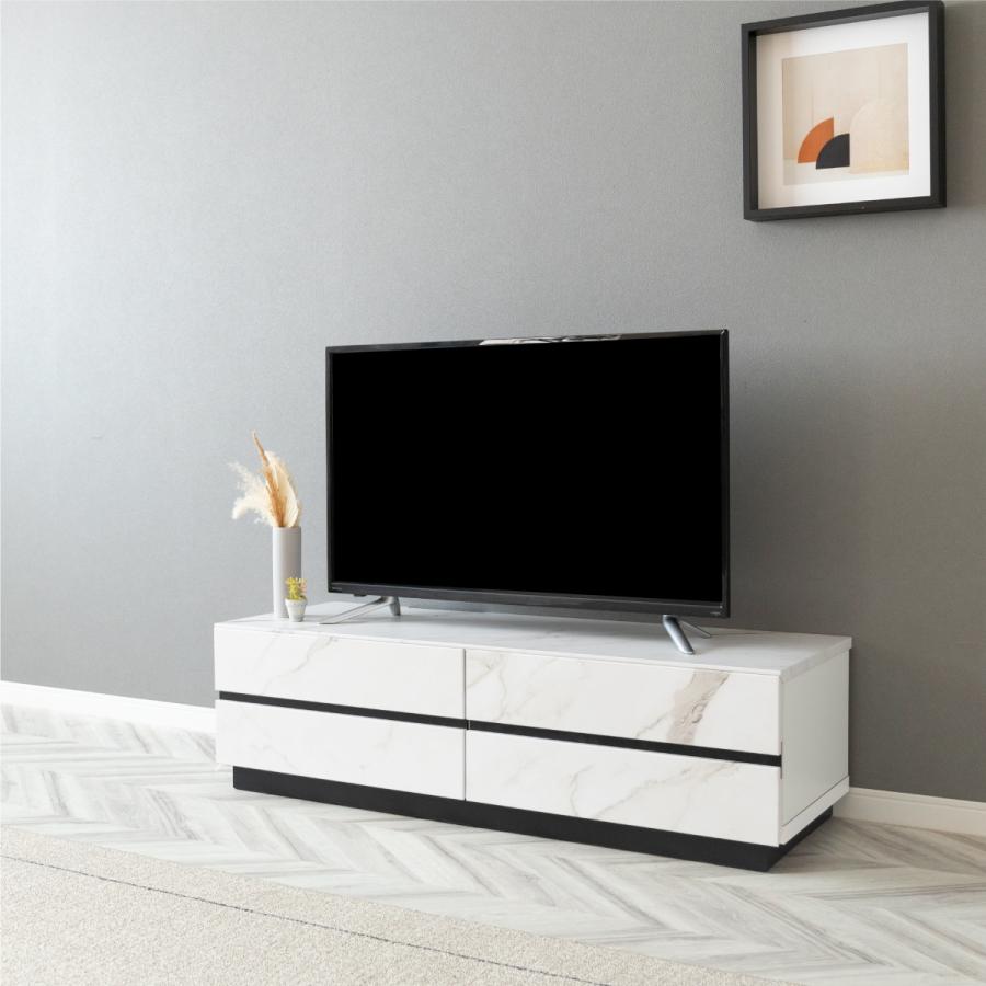 幅120 トリポリ テレビ台 ローボード テレビボード 大理石風 完成品