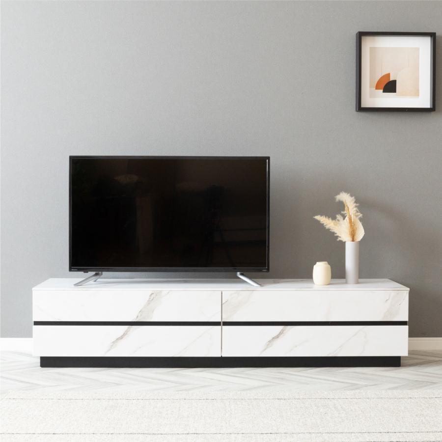 幅160 トリポリ テレビ台 ローボード テレビボード 大理石風 完成品