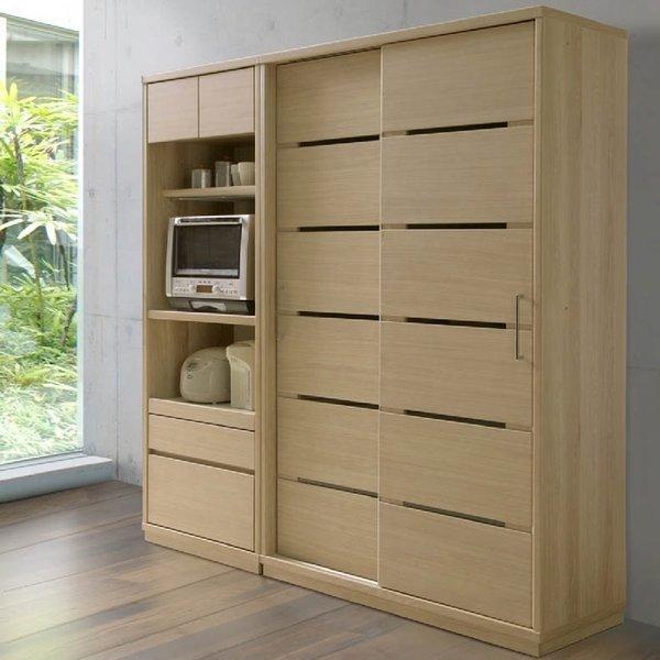 2枚扉 スライド式 食器棚 収納棚 キッチン収納 書棚 飾り棚 SAVONA 100