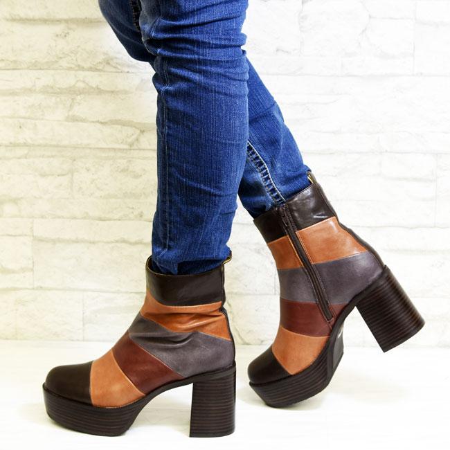 あしながおじさん］ 厚底ブーツ 厚底 チャンキーヒール 本革 レザー