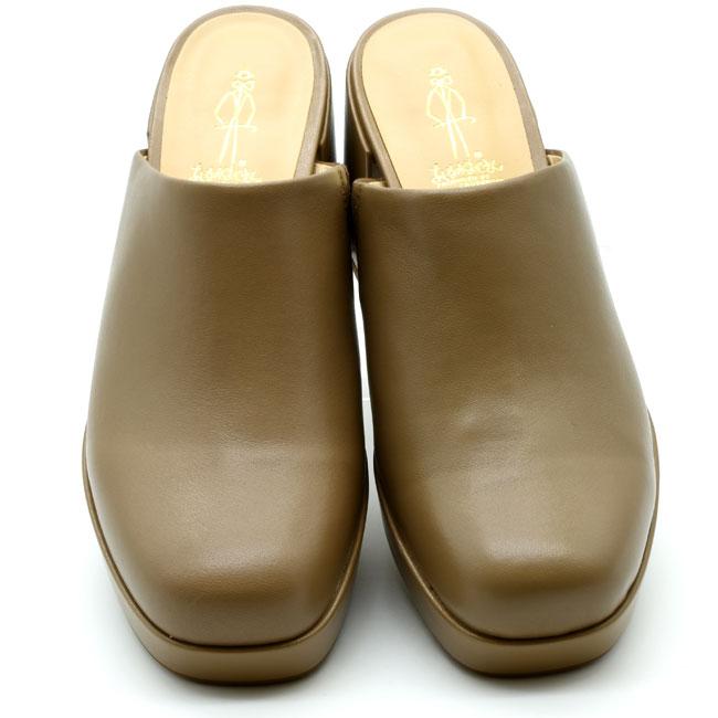 あしながおじさん サボ 厚底サンダル ミュール チャンキーヒール 本革